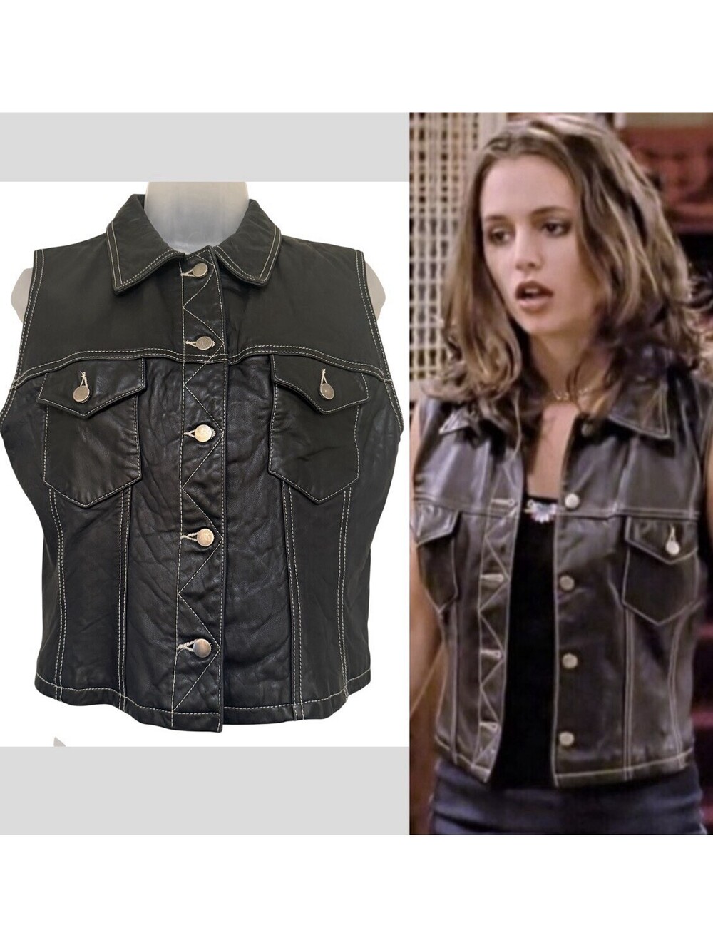 GAP Leather Vest ASO Faith Lehane Buffy The Vampire Slayer Size Medium